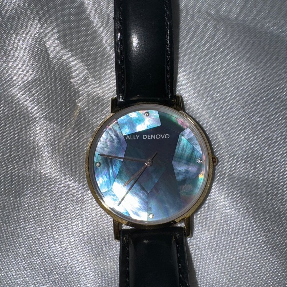 Working Stauer Ladies ALLY DENOVO, Gaia Pearl Watch, Swiss Leather Band, 3 Hands